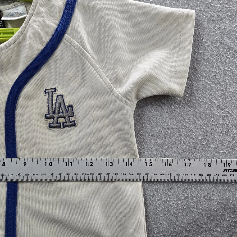 VINTAGE Los Angeles Dodgers Boys Jersey 6 White Embroidered Nike Team